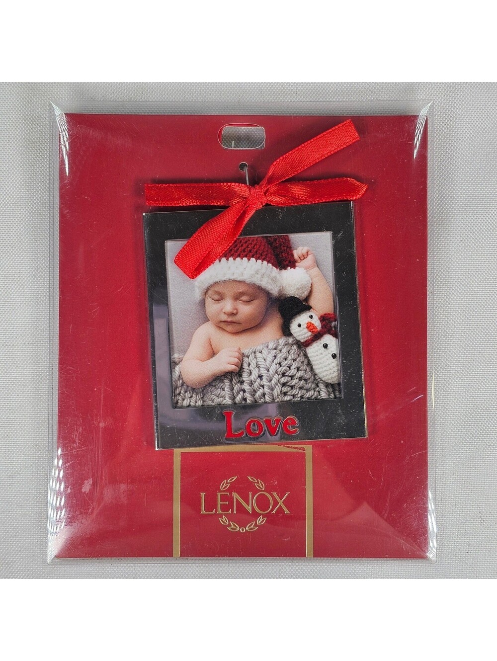 Lenox Love Frame Charm Ornament Silver Tone Red Enamel Photo Keepsake 870946 NEW